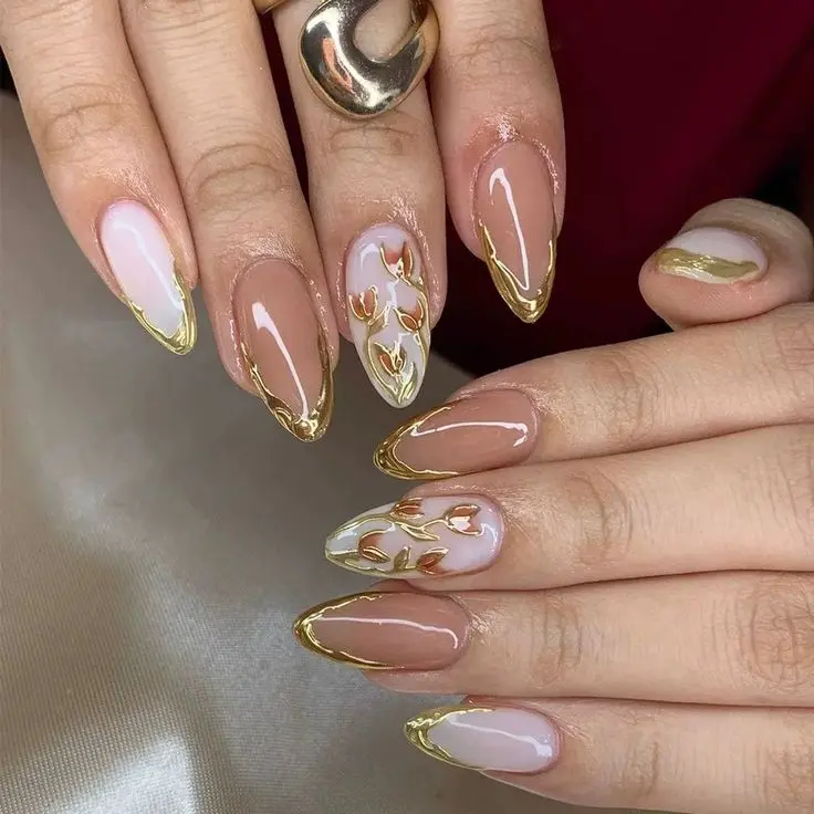 Gold Leaf Nail Art