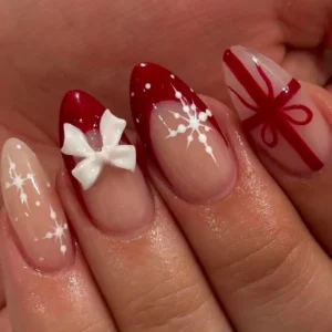 Red Bow & Snowflake Glow