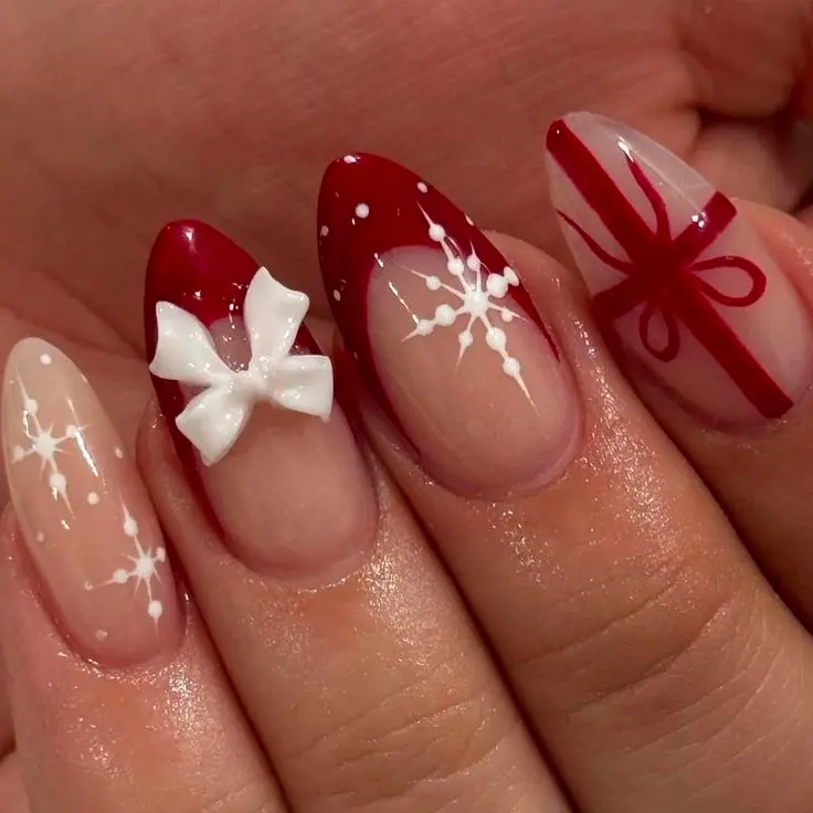 Red Bow & Snowflake Glow